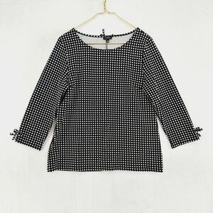 Talbots Crewneck Black/White 3/4 Sleeve Casual Preppy Outdoors Sweater P6448